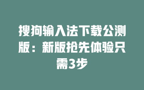 搜狗输入法下载公测版:新版抢先体验只需3步 二