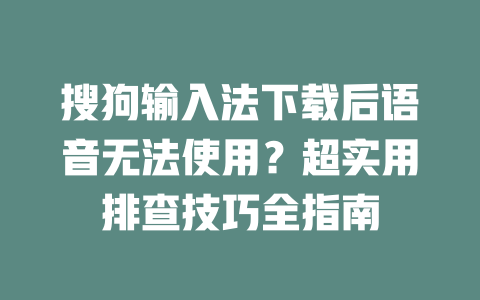 搜狗输入法下载后语音无法使用？超实用排查技巧全指南 二
